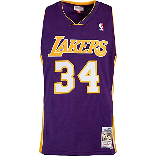 Mitchell & Ness Swingman Shaquille O´Neal L.A. Lakers 99/00 - Camiseta (talla M), color morado y amarillo