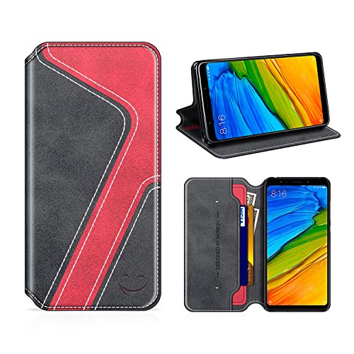 MOBESV Smiley Funda Cartera Xiaomi Redmi 5 Plus, Funda Cuero Movil Xiaomi Redmi 5 Plus Carcasa Case con Billetera/Soporte para Xiaomi Redmi 5 Plus - Negro/Rojo MOBESV Smiley Funda Cartera Xiaomi Redmi 5 Plus, Funda Cuero Movil Xiaomi Redmi 5 Plus Carcasa Case con Billetera/Soporte para Xiaomi Redmi 5 Plus - Negro/Rojo