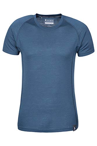 Mountain Warehouse Camiseta Merino Summit para Hombre, Invierno Azul Marino M