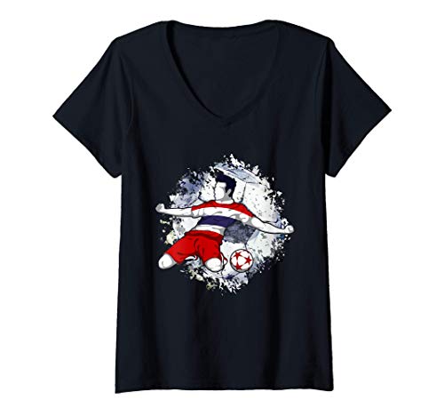 Mujer Tailandia Fútbol Bandera Nacional Tailandesa Soccer Lovers Camiseta Cuello V
