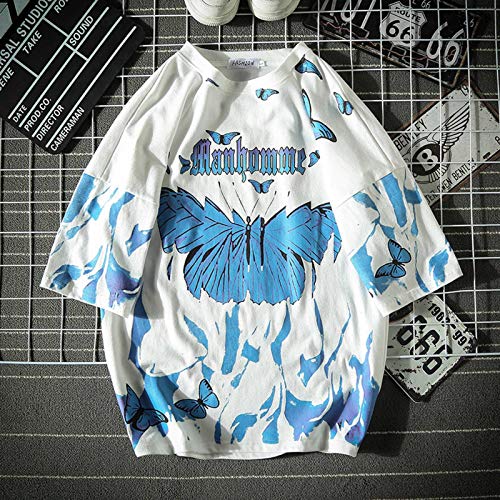 N-B Camiseta de Mariposa Azul para Hombre 2020, Camisetas de Manga Corta Harajuku Hip Hop, Camisetas Casuales, Ropa de Calle, Camisetas de Gran tamaño, Ropa de algodón para Hombre