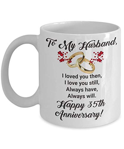 N\A Feliz 35 Aniversario Taza para Esposo 35 años Aniversario de Bodas Té Taza de café Ideas para Regalos matrimoniales Papá Padre - Treinta y Cinco años Casados