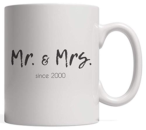 N\A Sr. y Sra. Desde 2000 Matrimonio Taza de café - Lindo y Divertido 18º Regalo de cumpleaños de Boda para la Feliz Pareja Casada Sr. y Sra. Celebrando 18 años