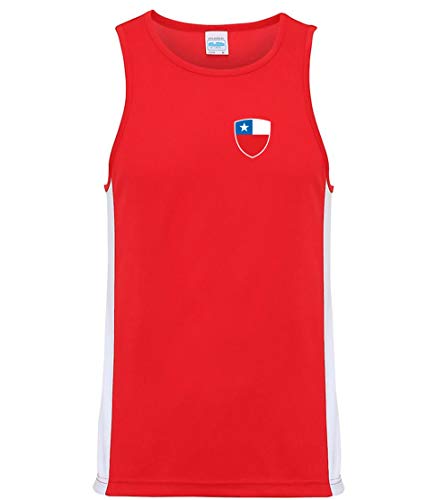 Nation Chile ATH BR-R - Camiseta sin mangas para entrenamiento, Primavera-verano, Inserciones laterales en colores de contraste., Cuello redondo, Hombre, color rojo, tamaño L