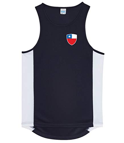 Nation Chile ATH BR-SC - Camiseta sin mangas para deporte, Primavera-verano, Inserciones laterales en colores de contraste., Cuello redondo, Hombre, color Negro
, tamaño S