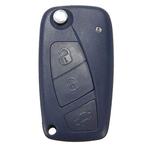 NICOLIE Car Key Shell Case Fob 3 Botones Compatible con Fiat Panda Punto Bravo Azul Marino