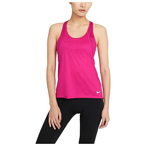 NIKE Camiseta de Running para Mujer, Color Rojo y Plateado Reflectante