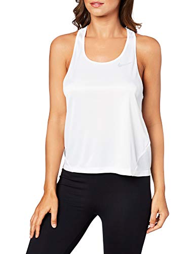 NIKE Miler Camiseta De Tirantes, Mujer, White/Reflective silv, M