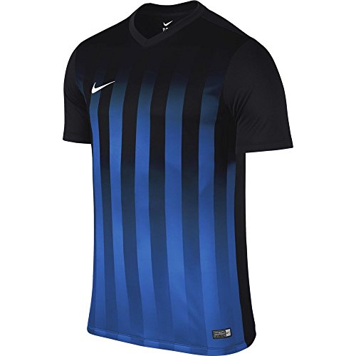 NIKE SS Striped Division II JSY Camiseta del Fútbol, Nero_BLU_Bianco, S para Hombre