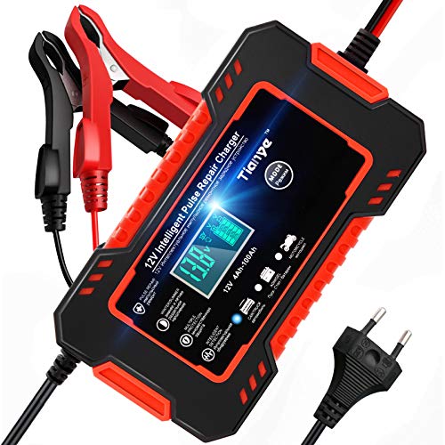 NWOUIIAY Cargador de Baterías Coche Moto 12V 6A Protecciones Múltiples Cargador Baterías Inteligente con Pantalla LCD Apto para 12V Coche Moto etc NWOUIIAY Cargador de Baterías Coche Moto 12V 6A Protecciones Múltiples Cargador Baterías Inteligente con Pantalla LCD Apto para 12V Coche Moto etc