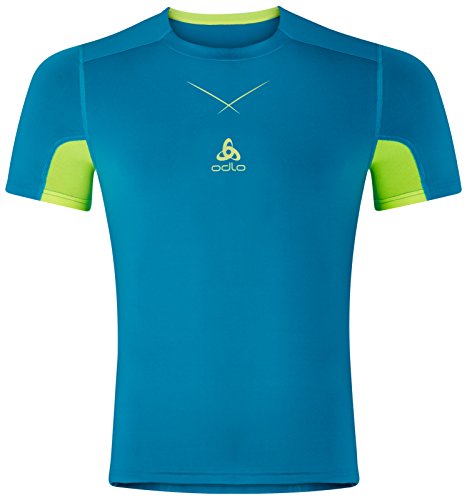 Odlo Ceramicool Camiseta, Hombre, Azul/Verde, FR : S (Taille Fabricant : S)