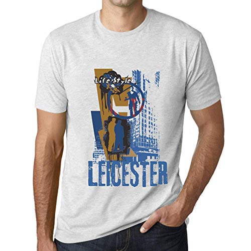 One in the City Hombre Camiseta Vintage T-Shirt Gráfico Leicester Lifestyle Blanco Moteado