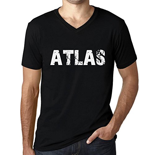 One in the City Hombre Camiseta Vintage V-Neck T-Shirt Atlas Negro Profundo Texto Blanco