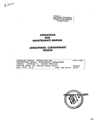 Operations And Maintenance Manual, Atmospheric Contaminant Sensor. Addendum 1: Carbon Monoxide Monitor Model 204 (English Edition)