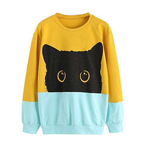 Overdose Sudadera con Capucha De Manga Larga con Capucha De ImpresióN Casual del Gato De Las Mujeres Linda Sudadera con Capucha Camiseta Deportiva De Los Deportes