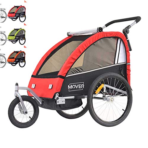 Papilioshop Mover - Remolque para carrito y carrito de transporte para 1 o 2 niños (rojo)
