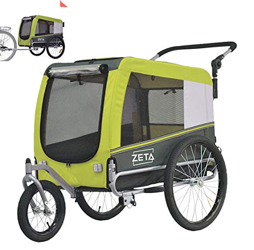 Papilioshop Zeta - Remolque para bicicleta, cochecito, transporte de perros, animales (verde M)
