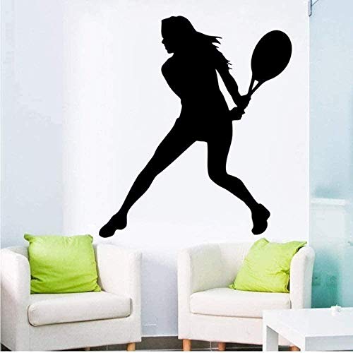 Pegatina de pared creativa de moda para niña, tenis, deporte, sala de juegos, Club, escuela, arte, pegatina de pared 57X65cm