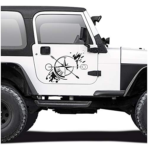 Pegatina para coche, brújula Offroad, pegatina para coche, moto, caravana, remolque, autoadhesiva, accesorio KX058 (negro mate, diseño 1 grande), color negro mate Pegatina para coche, brújula Offroad, pegatina para coche, moto, caravana, remolque, autoadhesiva, accesorio KX058 (negro mate, diseño 1 grande), color negro mate
