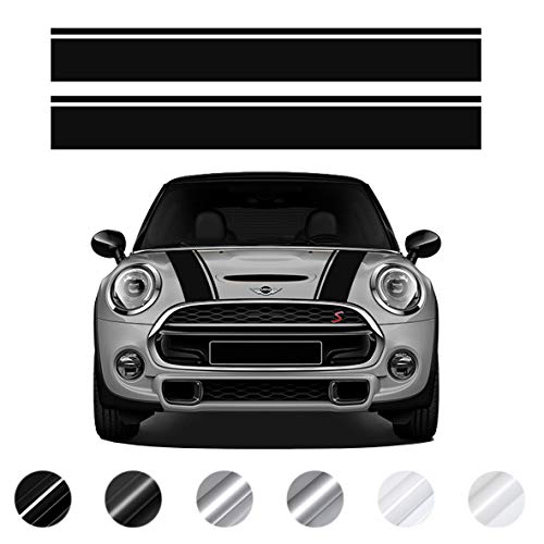 Pegatinas para el capó de Mini Cooper | para Mini Cooper R56, R55, R50, R53, R60, F56, F55, F54, F60, Countryman y Clubman | Acabado sin Burbujas (Negro Brillante)