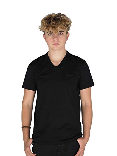 Pierre Cardin Hombre Nueva Temporada Esencial Ajuste Clásico Cuello en V Camiseta (Medium, Black)