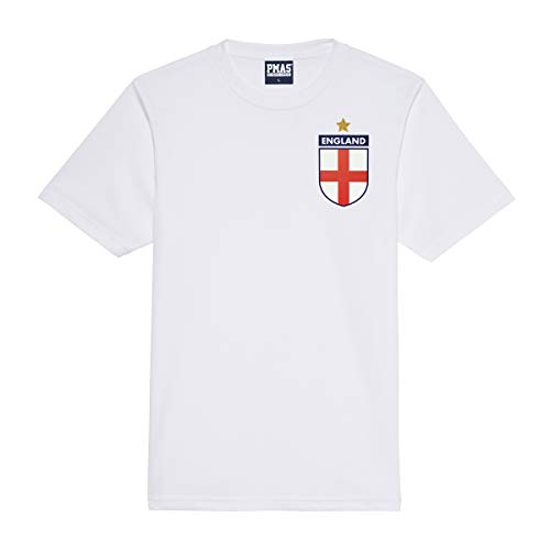 Print Me A Shirt Camiseta Fútbol Personalizable para Niños de la Selección de Inglaterra, Camiseta Blanca Inglaterra, Camiseta de fútbol Inglaterra