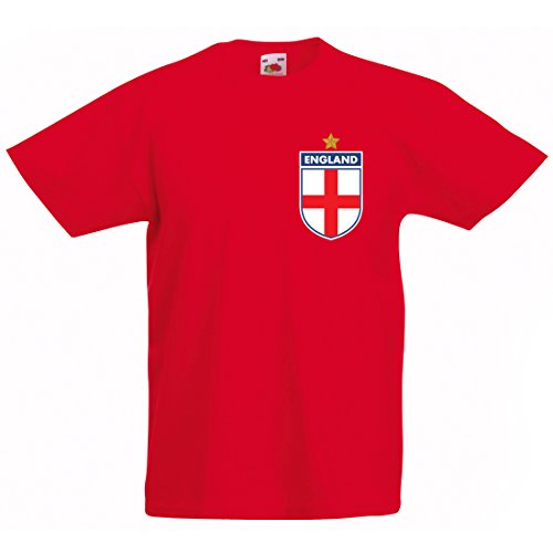 Print Me A Shirt Kit Camiseta Estilo Retro de Inglaterra Personalizable para Niños, Color Rojo, Camiseta Vintage Inglaterra