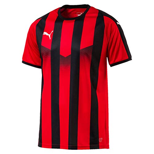 PUMA Liga JS Striped Jersey de Fútbol de Rayas, Hombre, Puma Red/Puma Black, L