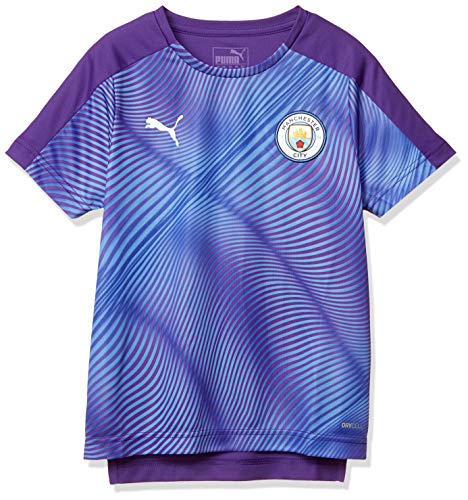 PUMA Manchester City - Camiseta de fútbol para niño, diseño de la Liga de la Justicia, English Premier League, Niños, Color Tillandsiapurple-teamlightbl, tamaño 164 cm