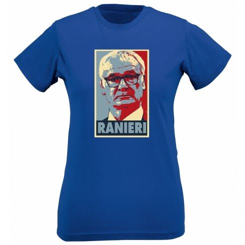 PunkFootball Claudio Ranieri – Esperanza Póster (Leicester City) para Mujer Slim Fit T-Shirt (XXL (20), Royal Azul)