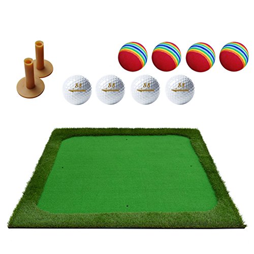 QiangDa Alfombras De Putting/práctica para Golf Imitación Terreno De Juego Panel De Acceso Personal con 2 tee, 150 X 150 Cm