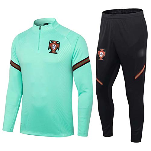 QJY Portugal Camiseta Oficial de fútbol Jersey de fútbol para Hombre Medio Cremallera y Pantalones Traje Deportivo (Size : XXL)