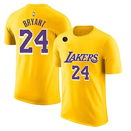 QKJD NBA Baloncesto Uniformes Camiseta de los Lakers Conmemorativa n. ° 24 Kobe City Edition Ropa Deportiva Camiseta de algodón de Manga Corta para Hombre Secado rápido, Transpirable G-L