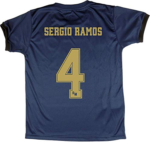 Real Madrid Camiseta Segunda Equipación Talla Adulto Sergio Ramos Producto Oficial Licenciado Temporada 2019-2020 Color Azul Marino (Azul Marino, Talla S)