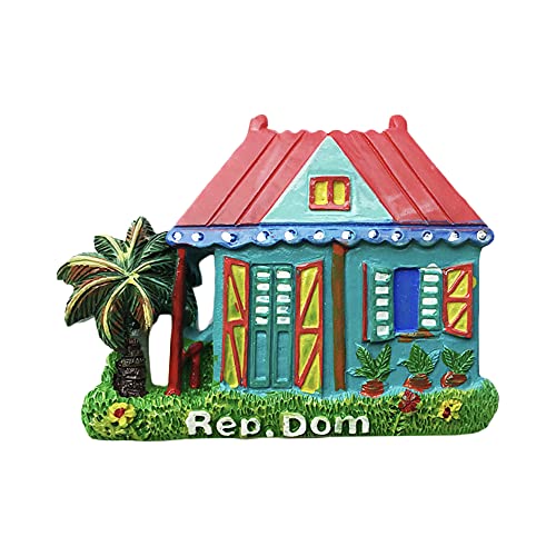 Rep.Dom - Imán para nevera con diseño de casa dominicana en 3D, regalo de recuerdo hecho a mano, decoración para el hogar y la cocina Dominica