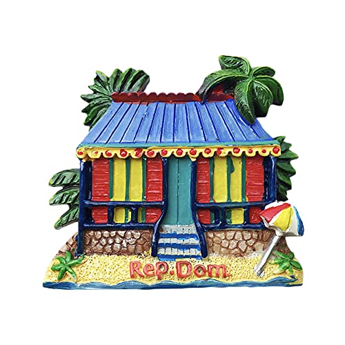Rep.Dom - Imán para nevera con diseño de casa dominicana en 3D, regalo de recuerdo hecho a mano, decoración para el hogar y la cocina Dominica