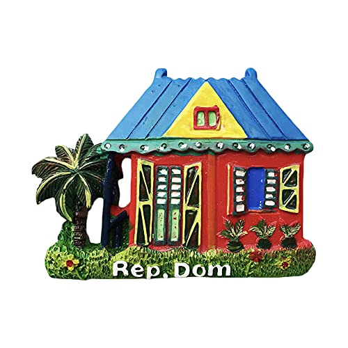 Rep.Dom - Imán para nevera con diseño de casa dominicana en 3D, regalo de recuerdo hecho a mano, decoración para el hogar y la cocina Dominica