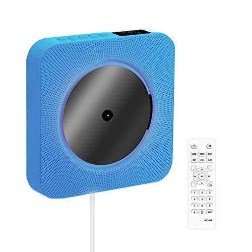 Reproductor CD Portátil, Reproductor de CD Montable en la Pared para el Hogar con Música MP3 USB con Bluetooth con Radio FM, Altavoces de Alta Fidelidad Incorporados (Azul)