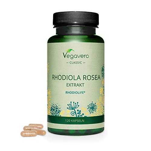 Rhodiola Rosea PREMIUM Vegavero® | Alta Calidad Sin Aditivos RHODIOLIFE® con 3% Rosavines + 1% Salidroside | Concentración + Estrés y Ansiedad | 200 mg de Extracto | 120 Cápsulas