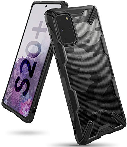 Ringke Fusion-X Diseñado para Funda Samsung Galaxy S20 Plus, Transparente al Dorso Carcasa Galaxy S20+ Protección Resistente Impactos TPU + PC Funda para Galaxy S20 Plus (2020) - Camo Black