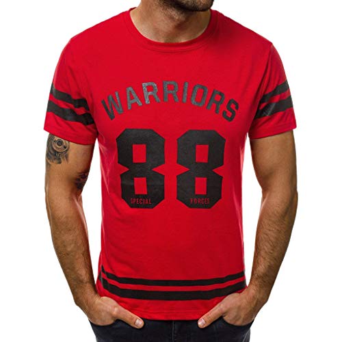 riou Camiseta Deportes Camisetas Hombre Manga Corta Moda Cuello Redondo Deportiva Top Futbol brasileño Impresión de Letras Yoga Slim Fit chándal Blusa Camisa Verano Fitness Ajustado