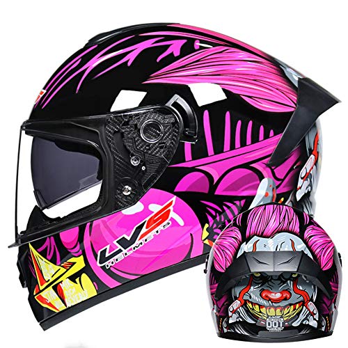 RTGE Casco Integral de Motocicleta con Doble Lente Casco Protector para Adulto Viajes a la Ciudad y Deportes de Carreras de Motos de Carretera Unisex, certificación Dot (6 Estilos),E,55~56cm S RTGE Casco Integral de Motocicleta con Doble Lente Casco Protector para Adulto Viajes a la Ciudad y Deportes de Carreras de Motos de Carretera Unisex, certificación Dot (6 Estilos),E,55~56cm S