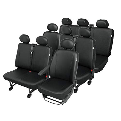 saferide Juego completo de fundas de asiento para caravana, 2 + 1 + 2 + 3 de 9 plazas, color negro