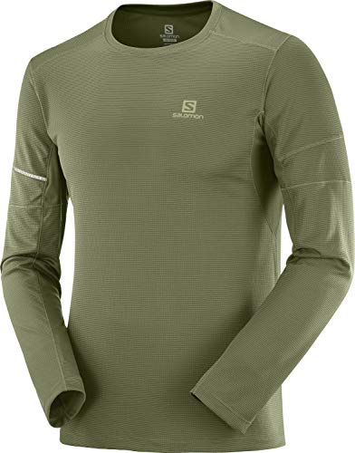 Salomon AGILE LS TEE M Camiseta deportiva de manga larga, Verde (Olive Night), Talla L para Hombre