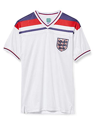 Score Draw - Camiseta de fútbol Retro de Inglaterra 1982 para Hombre, Hombre, Camiseta de fútbol Retro, ENG82HWCFPCSSXSF, Blanco, XS