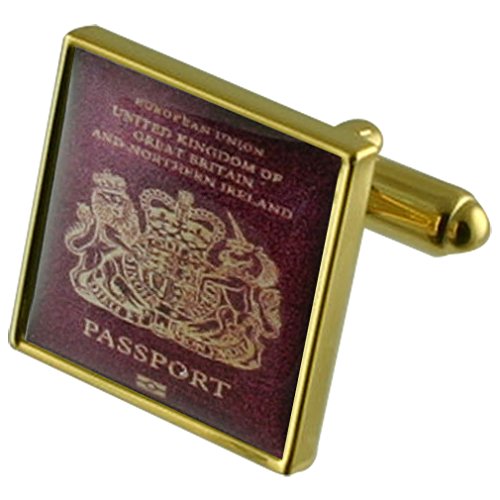 Select Gifts Viajes de vacaciones pasaporte Gemelos de oro con grabados caso personalizado