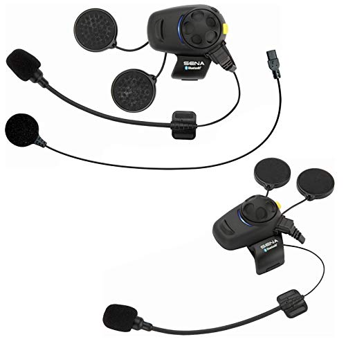 Sena SMH5D-FM-UNIV Auricular e intercomunicador Bluetooth con radio FM integrada para motos y scooters, Con el kit de micrófono universal, paquete doble, 2 piezas