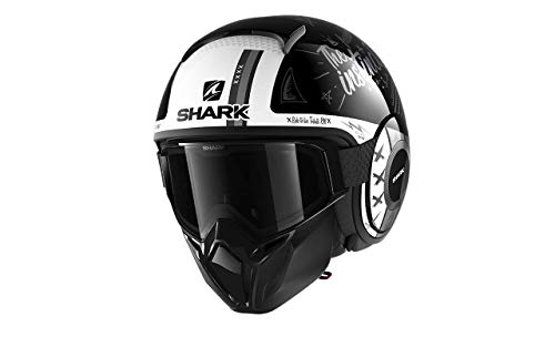 Shark Casco de moto STREET DRAK TRIBUTE RM KAW, Negro/Blanco, M
