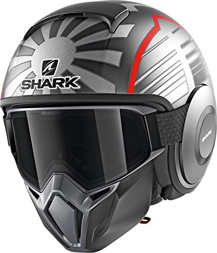 SHARK NC Casco per Moto, Hombre, Gris/Rojo, L