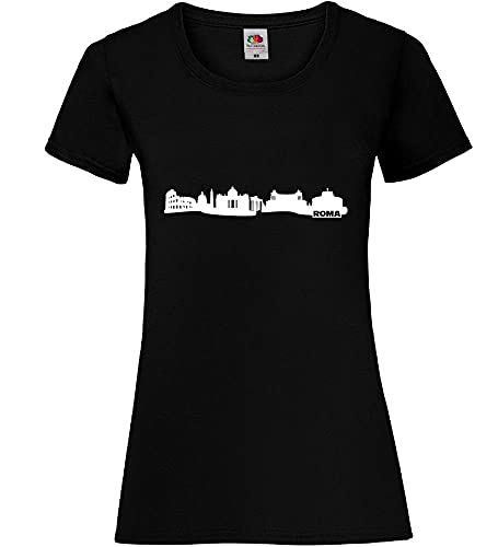 Shirt84.de - Camiseta de manga corta para mujer con diseño de roma Negro XS